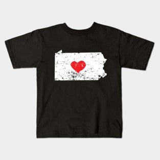 <3 Pennsylvania State Map T Shirt for Men Women and Kids Kids T-Shirt